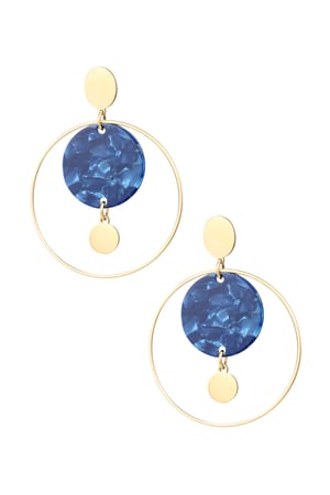 Circle earrings with print - Gold color/blue h5 