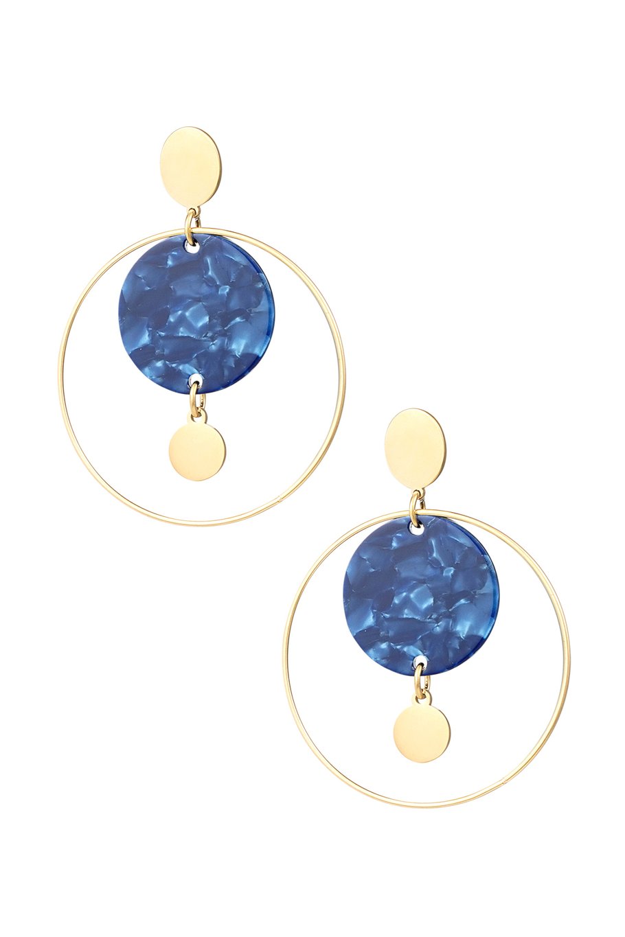 Circle earrings with print - black/Gold color