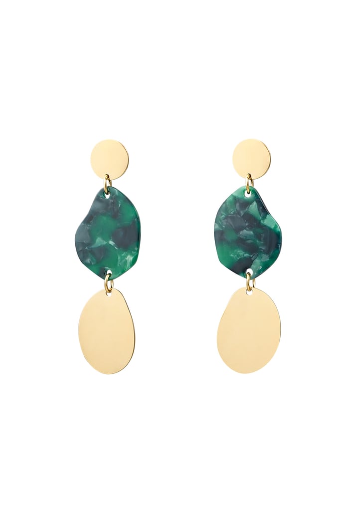 Earrings aesthetic coins - Gold color/green 