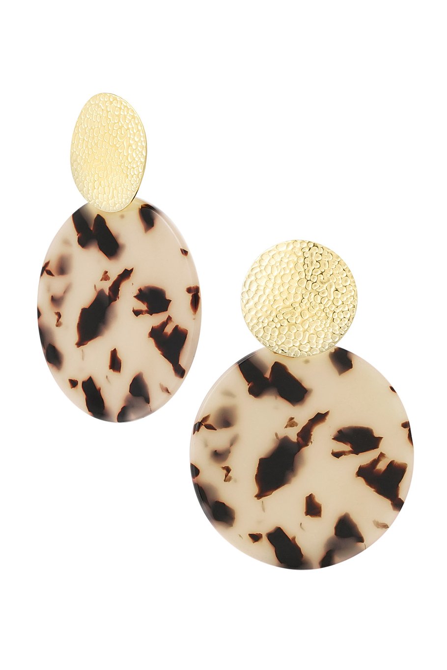 Statement-Ohrringe mit Aufdruck – Goldfarbe/Beige 