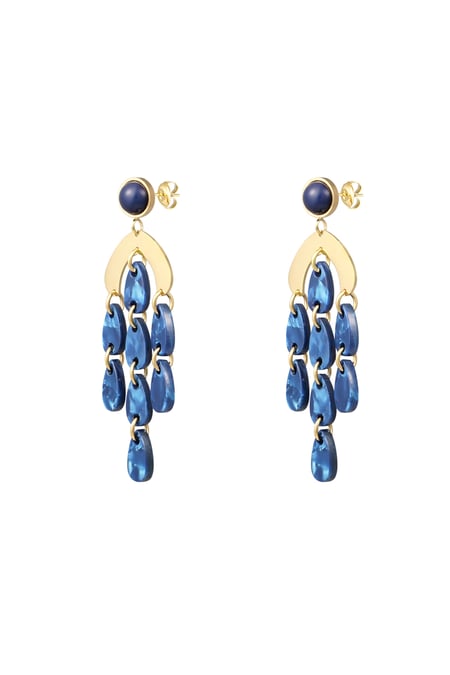 Earrings colored coins - Gold color/blue