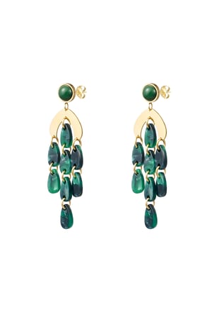 Earrings colored coins - Gold color/green h5 