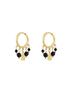 Earrings with stones garland - Gold color/black h5 