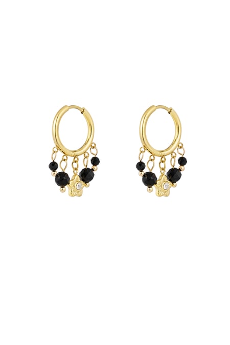 Earrings with stones garland - Gold color/black 2