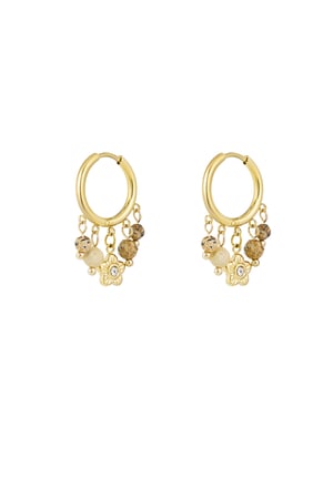 Earrings with stones garland - Gold color/beige h5 