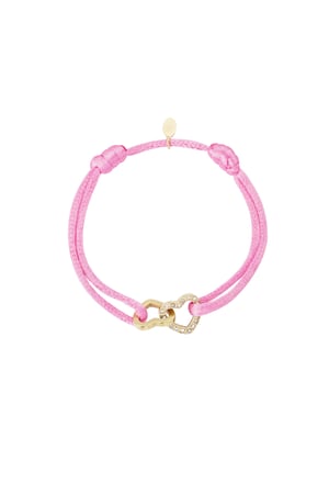 Satinarmband Doppelherz mit Steinen - rosa h5 