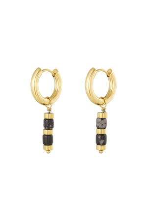 Earrings with beads and Gold Color details - Gold Color/black h5 