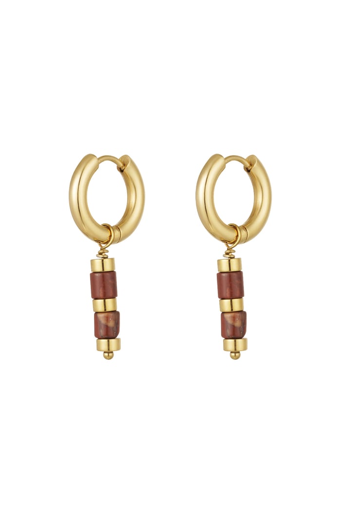 Earrings beads and Gold Color details - Gold Color/red 