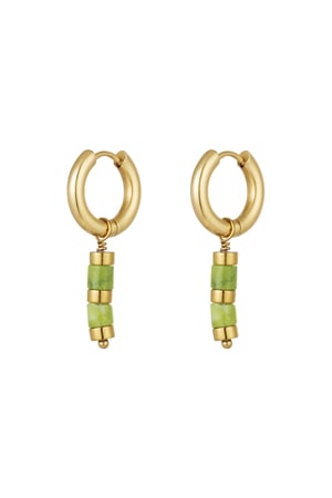 Earrings beads Gold Color details - Gold Color/green h5 