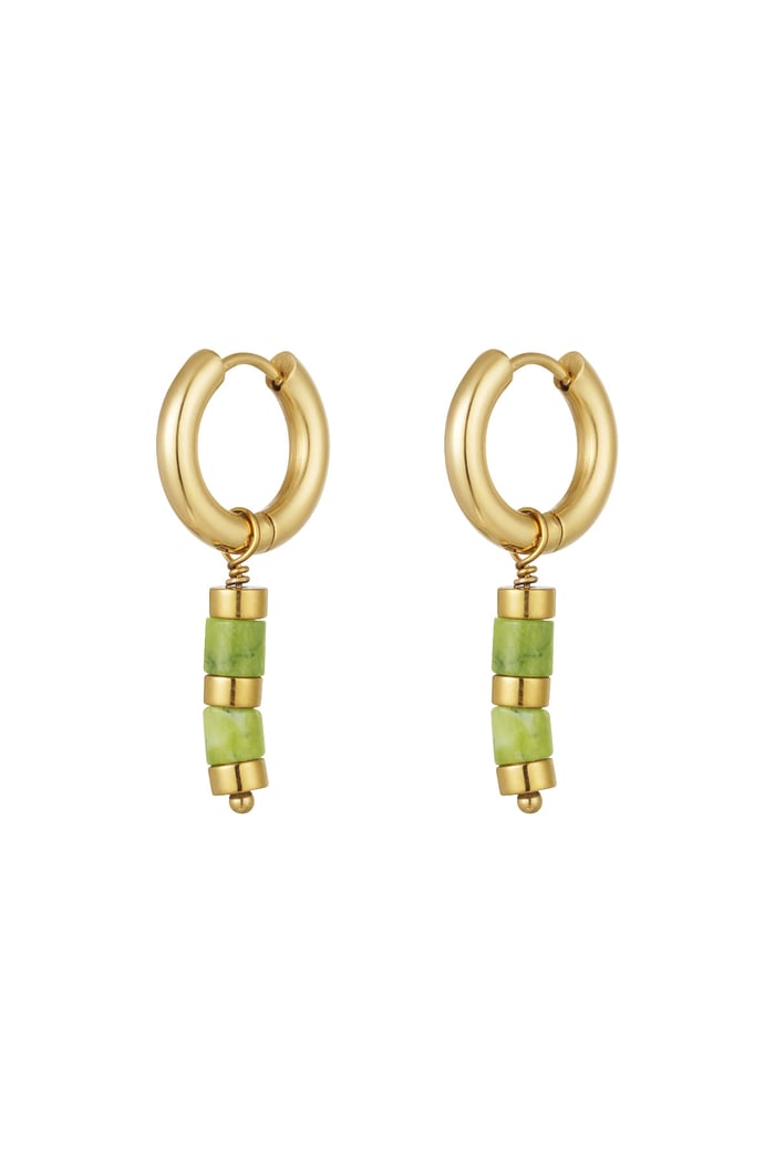 Earrings beads Gold Color details - Gold Color/green 