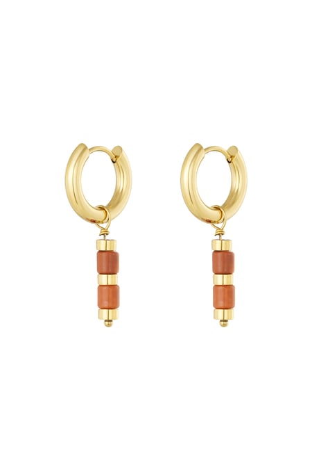 Earrings beads and Gold Color details - Gold Color/orange 2