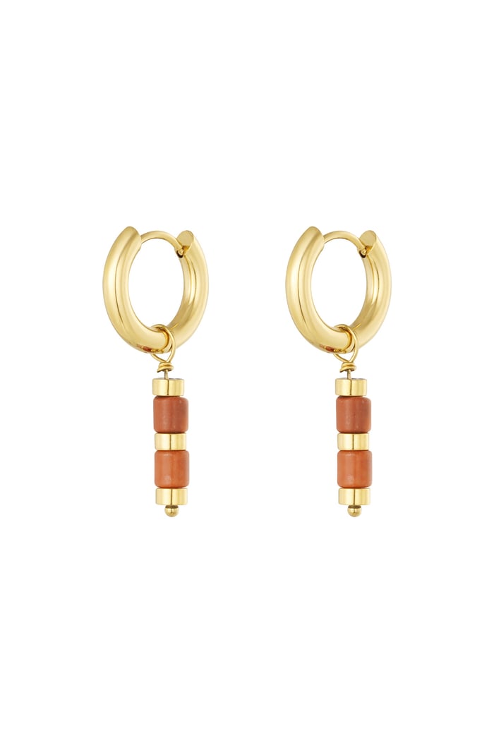 Earrings beads and Gold Color details - Gold Color/orange 