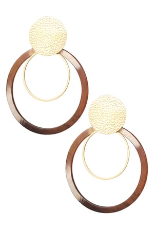 Earrings circles with print - Gold color/brown h5 