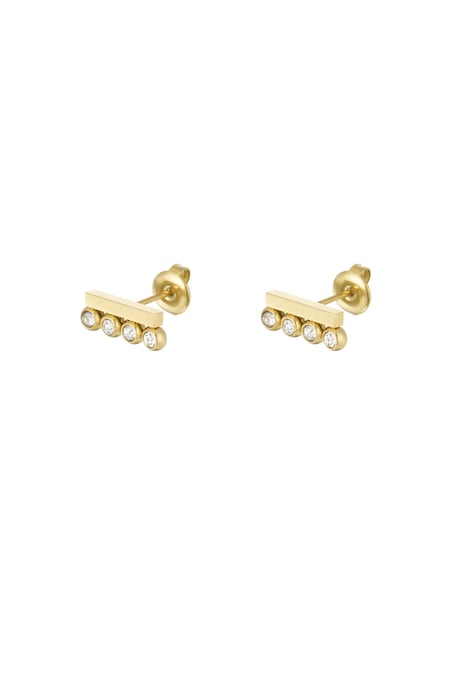 Pendientes con cinco diamantes - Color dorado