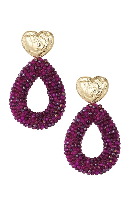 Boucles d'oreilles perles ovales - violet 2