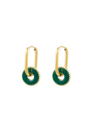 Earrings round roulette - green Gold color h5 