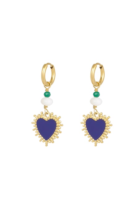 Pendientes power love - Color dorado azul 2