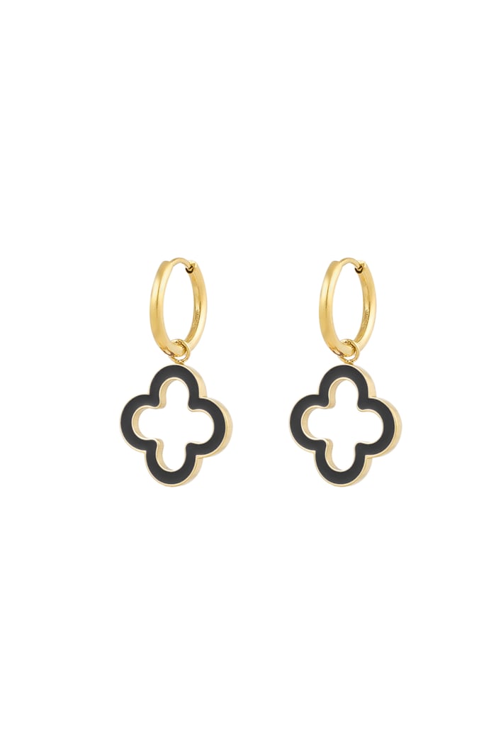 Earrings clover radiance - black Gold color 