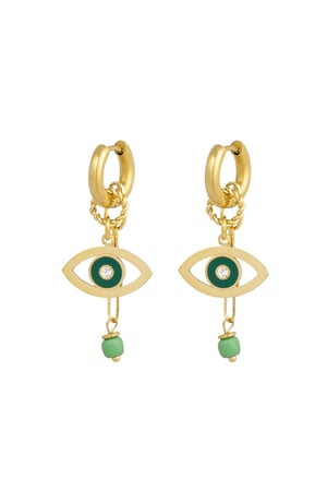 Earrings eye see you - green Gold color h5 