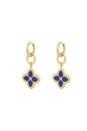 Earrings flower flow - blue Gold color h5 