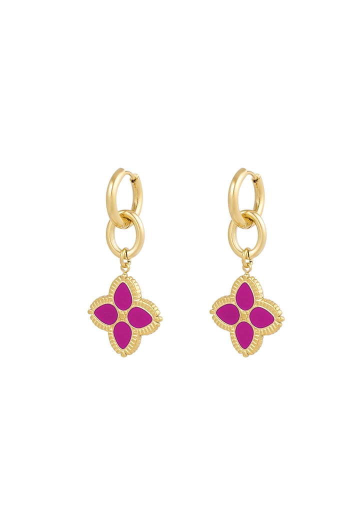 Earrings need flowers - pink Gold color 