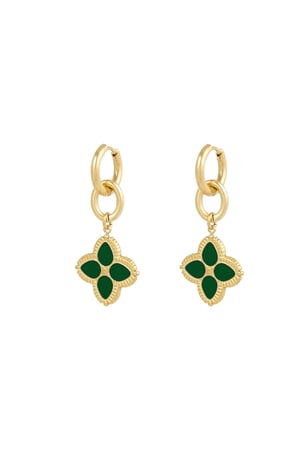 Earrings need flowers - green Gold color h5 