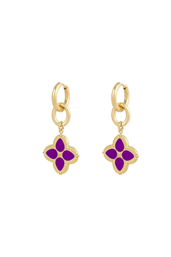 Earrings flower flow - purple 