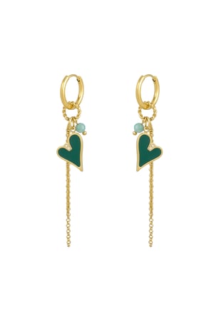 Earrings amazing love - green Gold color h5 