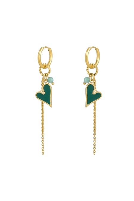 Earrings amazing love - green Gold color