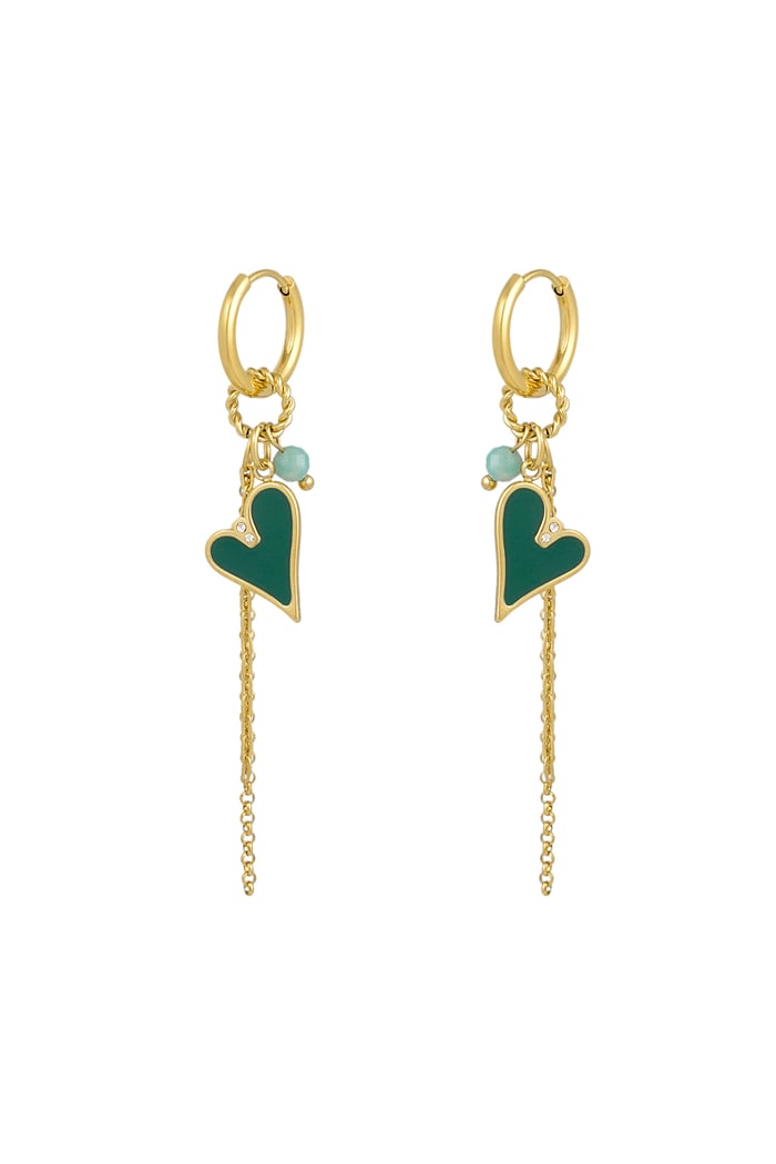 Earrings amazing love - green Gold color 