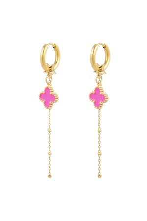 Earrings clover night - pink Gold color h5 