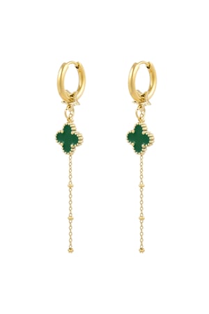 Earrings clover night - green Gold color h5 