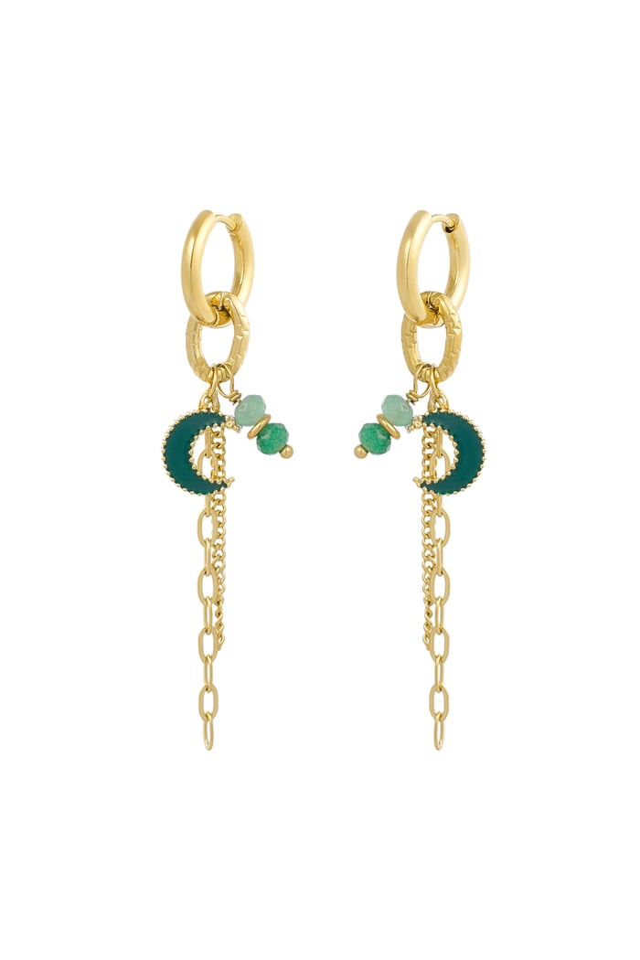 Earrings moonlight lover - green Gold color 