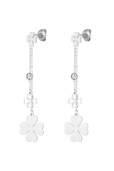 Hanging clover earrings - Silver Color color h5 