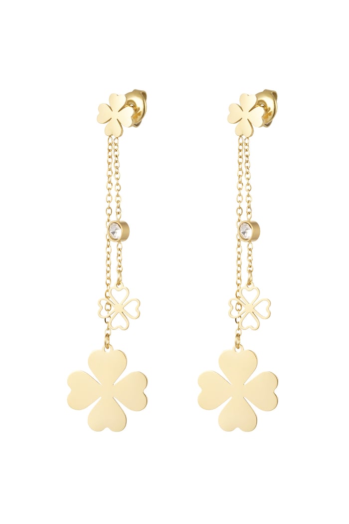 Hanging clover earrings - Gold color 