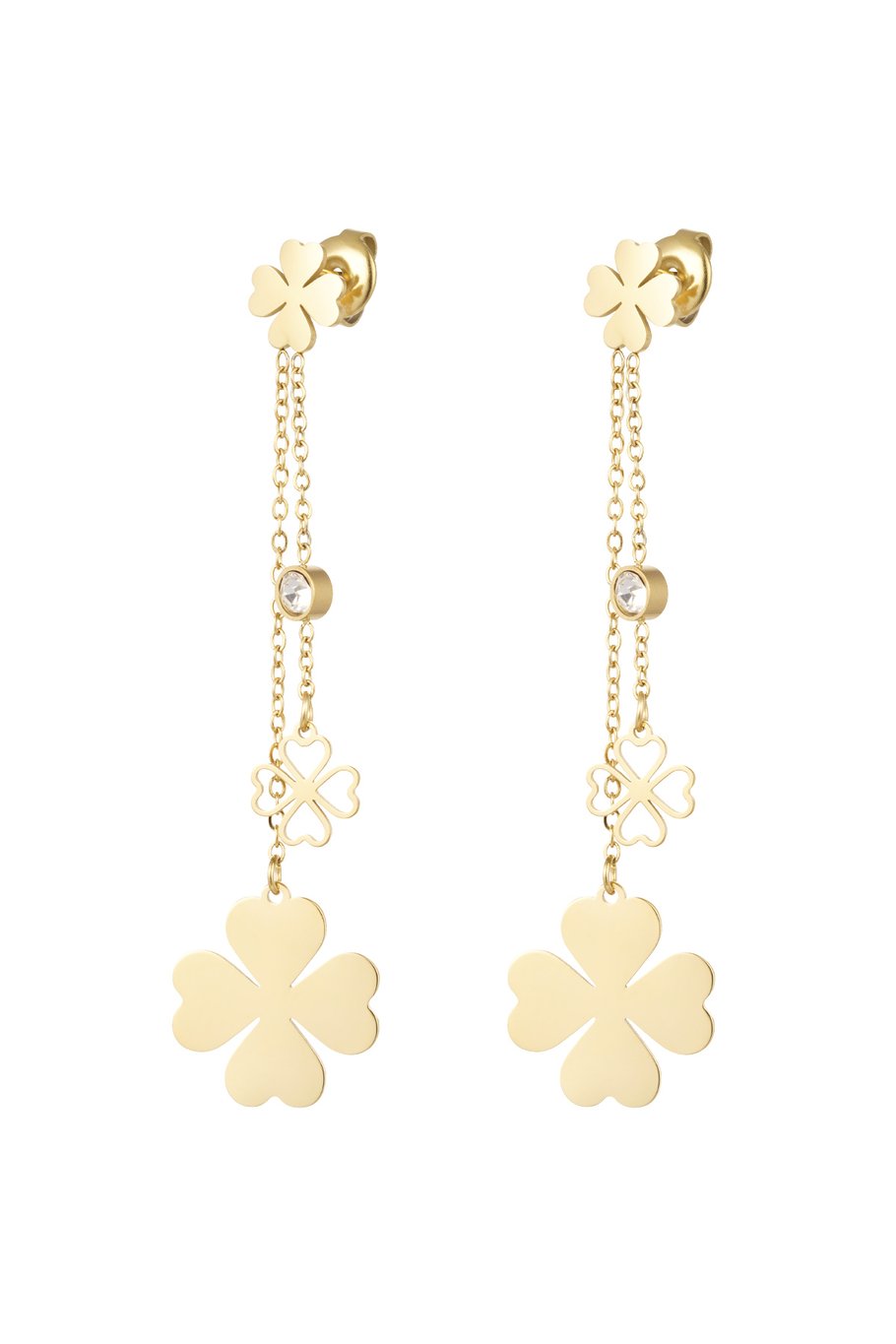Hanging clover earrings - Silver Color color