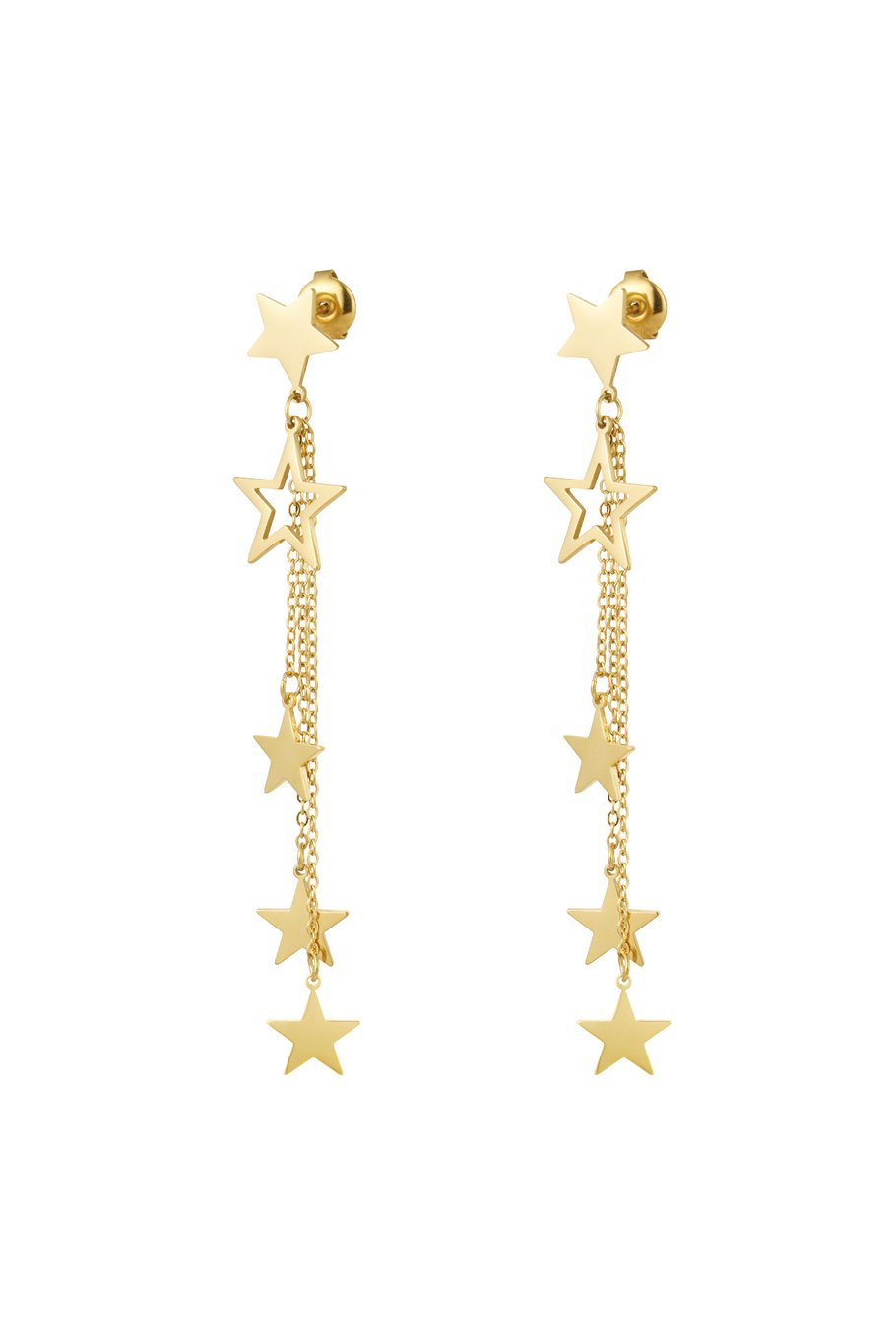Oorbellen sterren &amp; ketting - Goud kleur 