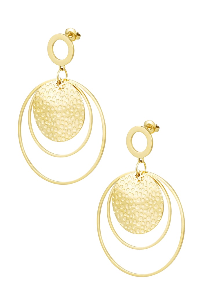 Earrings different rings - Gold color 