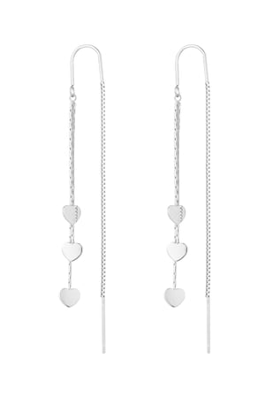 Hanging earrings 3 x hearts - Silver Color color h5 