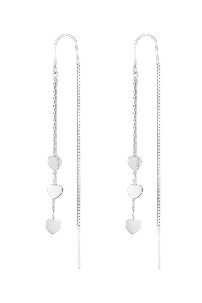 Hanging earrings 3 x hearts - Silver Color color 