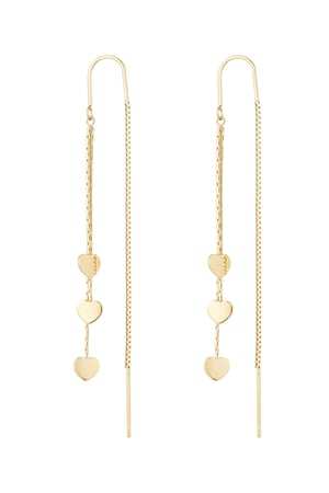 Hanging earrings 3 x hearts - Gold color h5 