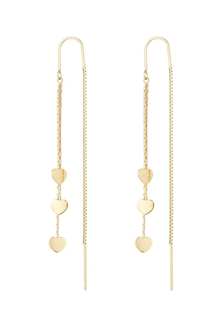 Hanging earrings 3 x hearts - Gold color