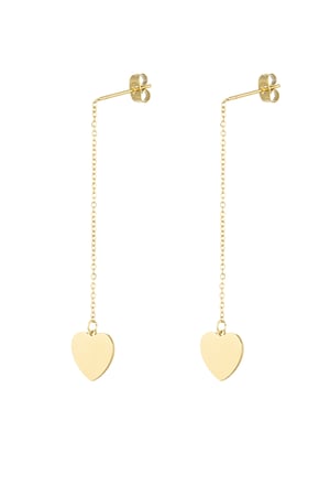 Earrings chain with heart - Gold color h5 