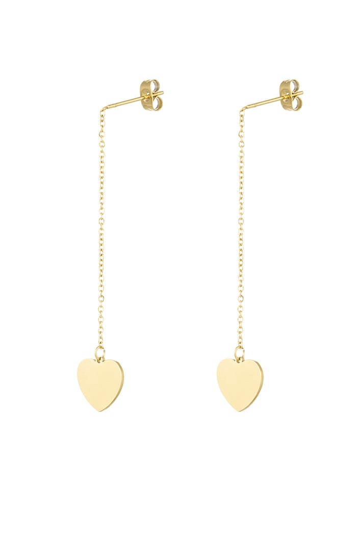 Earrings chain with heart - Gold color 