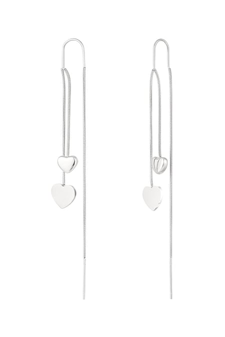 Hanging heart earrings - Silver Color color 2