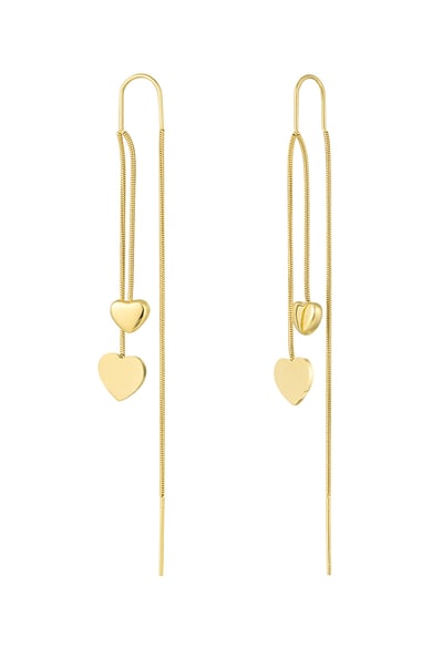 Hanging heart earrings - Gold color h5 