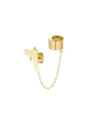 Earrings gun with ear cuff - Gold color h5 