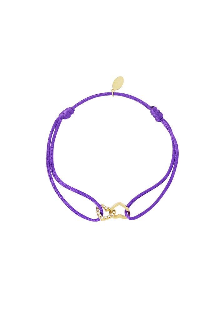 Satin bracelet connected heart - lavender 