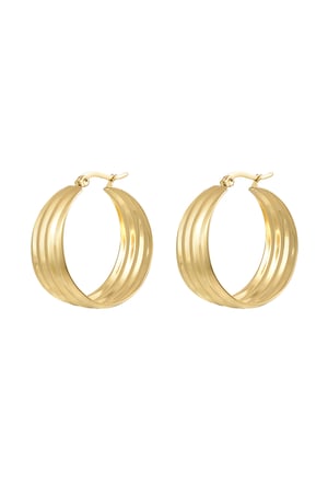 Earrings round with structure - Gold color h5 