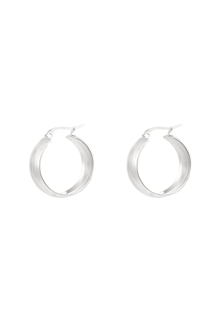 Round earrings with small structure - Silver Color color